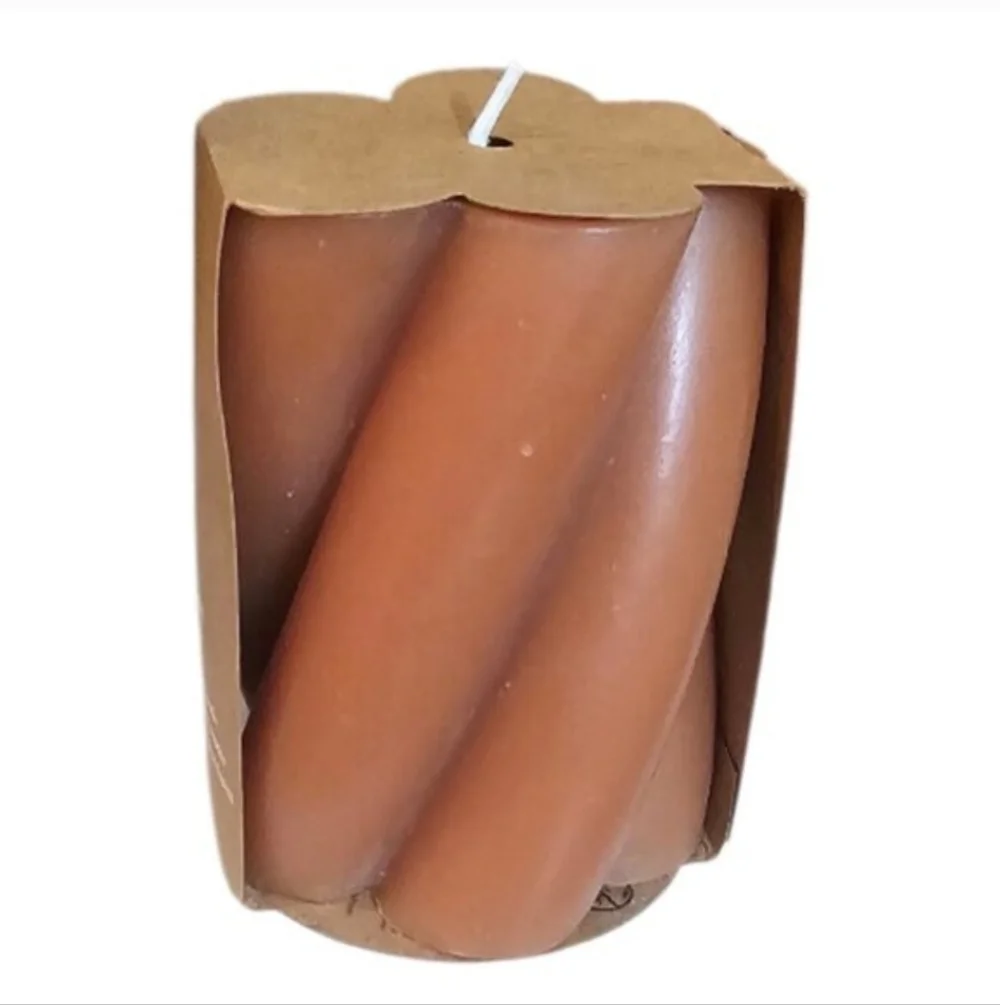 MSS West Elm Twist Pillar Candle In Clay - Nwt